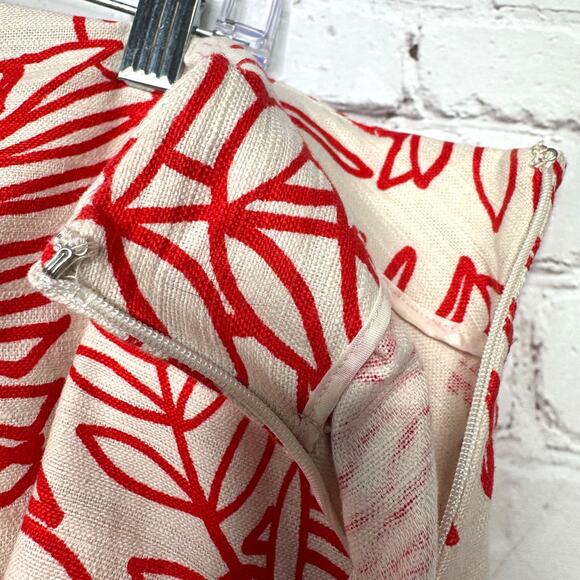 Lane Bryant Wms 24 Linen Blend Botanical Print Flare Skirt Colorblock Border Hem - Picture 5 of 8